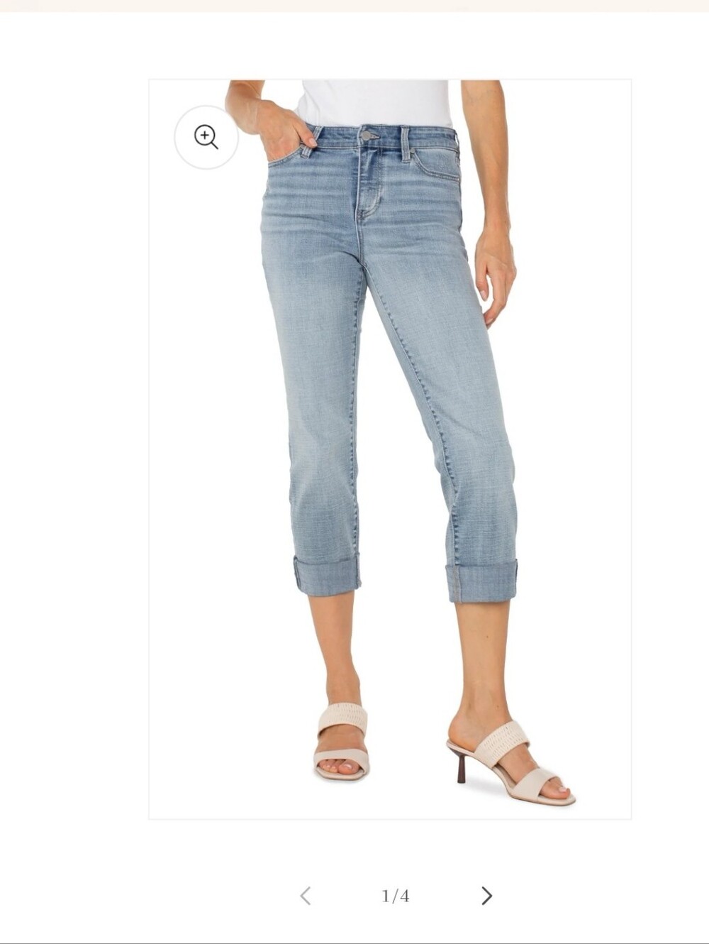 Liverpool Los Angeles Charlie Crop Wide Rolled Cuff Jeans Size 6 / 28 EUC